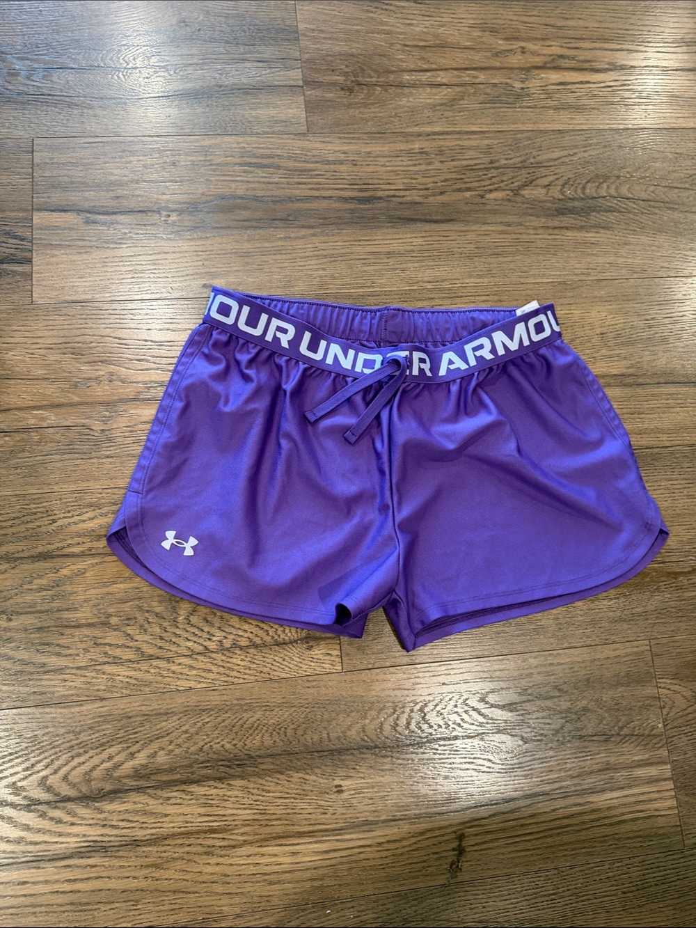 Under Armour Women's Bold Purple Athletic Shorts with Branded Waistband